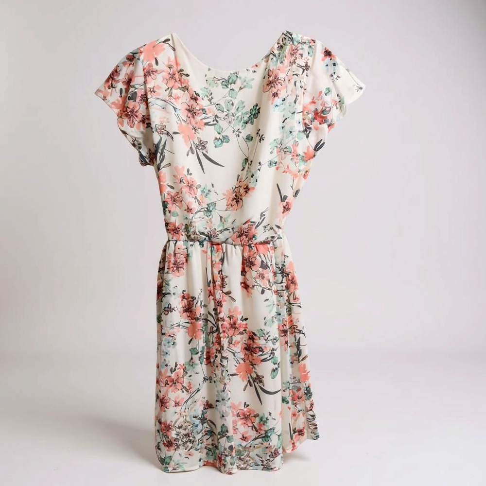 AS U WISH White & Pink Floral Faux Wrap Dress Size S - Picture 2 of 8
